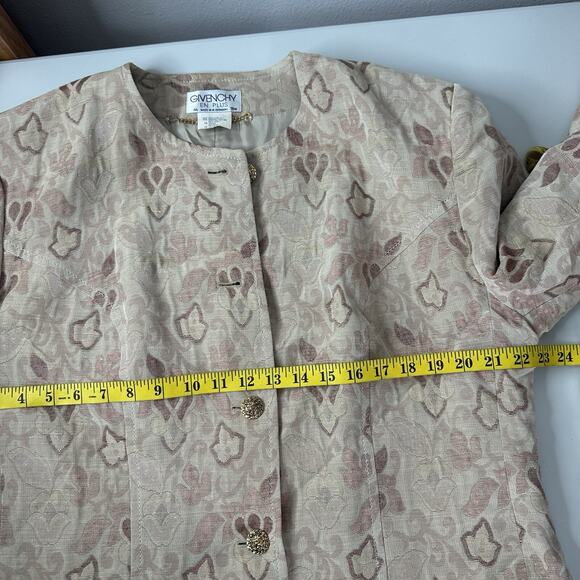 Vintage Givenchy En Plus Jacket Womens 18W Floral Jacquard Gold Button Linen - Picture 10 of 12